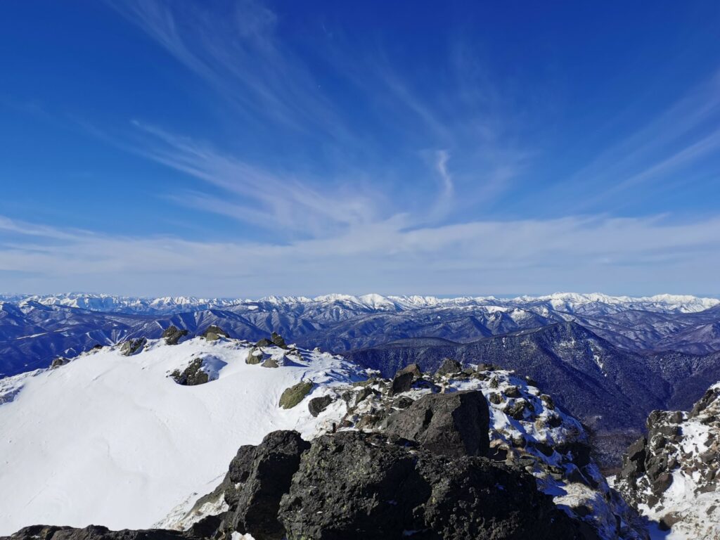 Vista del Alps del Nord (Kita Alps) des de Nikko-Shirane, a l'hivern