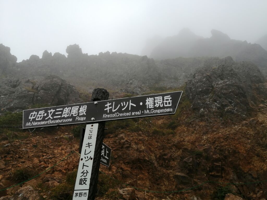 Rètol indicant la direcció cap al cim d'Akadake