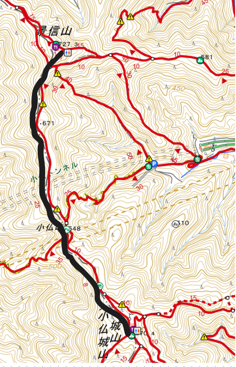 Mapa de YAMAP de Kagenobu a Kobotoke