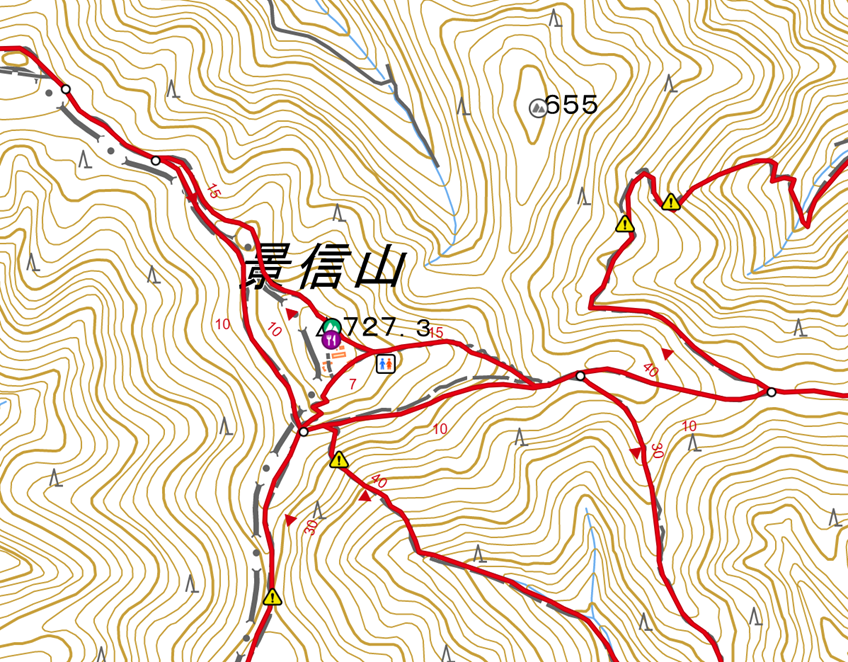 Mapa de YAMAP del cim de Kagenobu